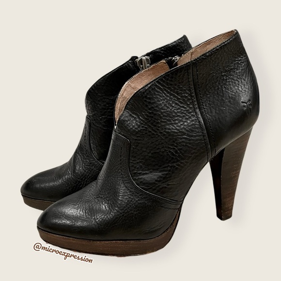Frye Shoes - $379 Frye Harlow Campus Black Genuine Leather Zip Up Casual/Formal Ankle Bootie